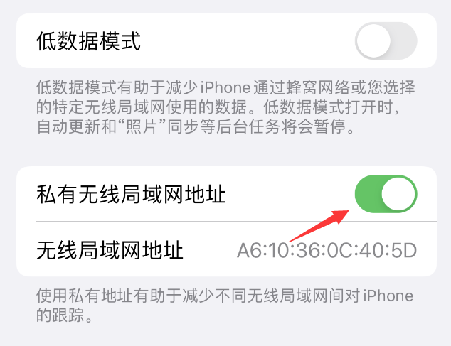 浔阳苹果wifi维修店分享iPhone私有无线局域网地址开启方法 